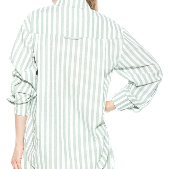 Alexia Admor, Tammi Oversize Stripe Boyfriend Button-Up Shirt, Size 10, EUC - Picture 2 of 4